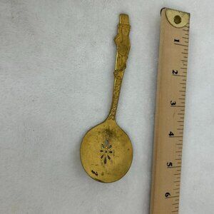 Planter's Mr. Peanut Slotted Metal Serving Spoon Vintage Gold Tone